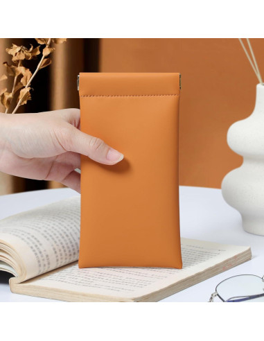 Estuche para Gafas MEIBOOCH Naranja Grande con Tapa