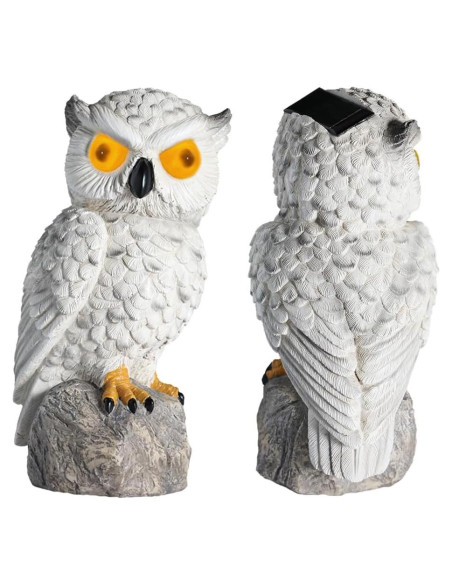 Búho Falso Decoy LED Solar YJ 25.4cm Resina IP66 Búho Falso Decoy LED Solar YJ 25.4cm Resina IP66