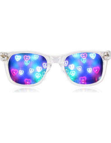 Gafas de Difracción GloFX Corazón 3D Arcoíris para Raves