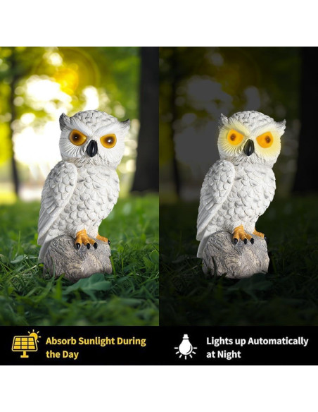 Búho Falso Decoy LED Solar YJ 25.4cm Resina IP66 Búho Falso Decoy LED Solar YJ 25.4cm Resina IP66
