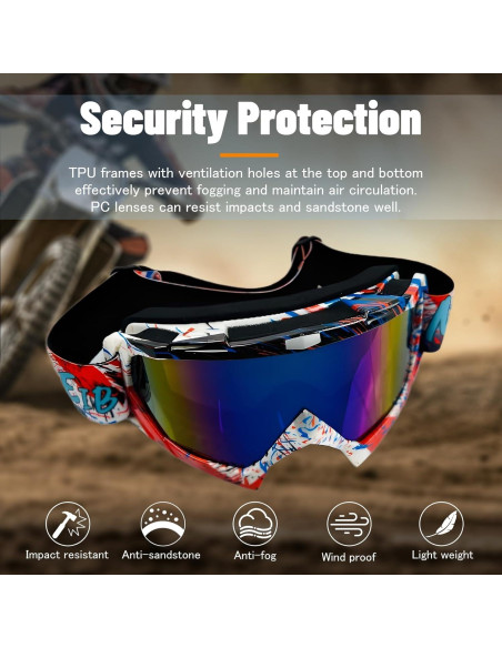 Gafas de Motocross YOHOG con Lente Colorida y Correa Ajustable Gafas de Motocross YOHOG con Lente Colorida y Correa Ajustable