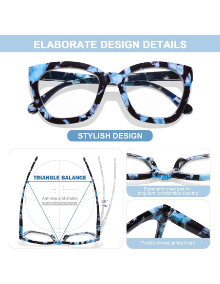 Gafas de Lectura AQWANO Mujeres Ojo de Gato 0.0 Anti Luz Azul Gafas de Lectura AQWANO Mujeres Ojo de Gato 0.0 Anti Luz Azul