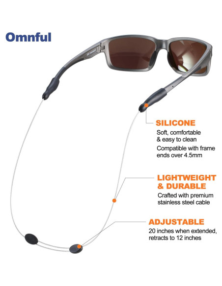 Correa Ajustable para Gafas Omnful 3pcs 50.8cm Transparente Correa Ajustable para Gafas Omnful 3pcs 50.8cm Transparente