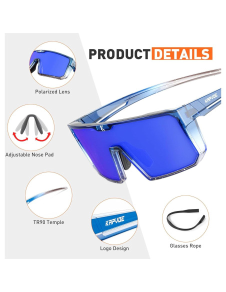 Gafas de Ciclismo KAPVOE Polarizadas UV400 para Hombres y Mujeres Gafas de Ciclismo KAPVOE Polarizadas UV400 para Hombres y Mujeres