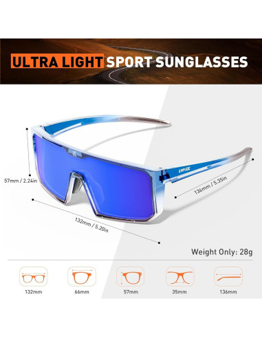 Gafas de Ciclismo KAPVOE Polarizadas UV400 para Hombres y Mujeres