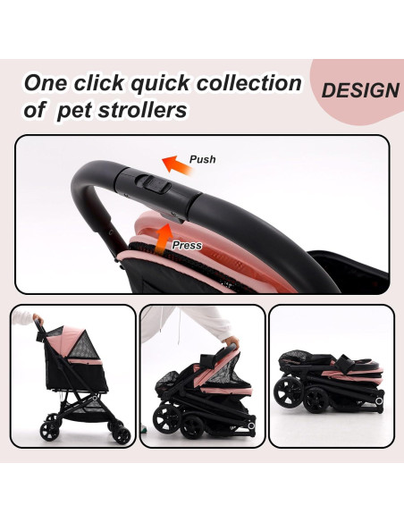 Carrito para Mascotas Romiromi Plegable Rosa 4 Ruedas 15 kg Carrito para Mascotas Romiromi Plegable Rosa 4 Ruedas 15 kg