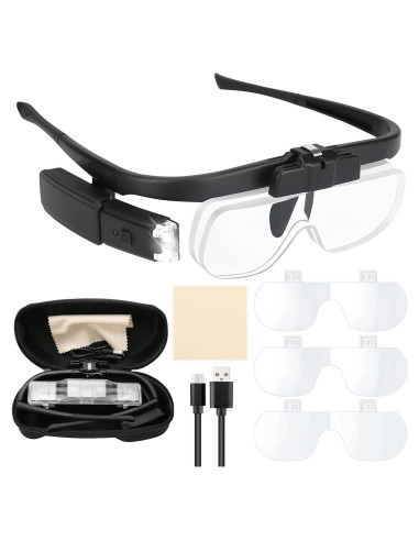 Lupa de Cabeza Lpluziyyds con 3 Lentes y 2 Luces LED