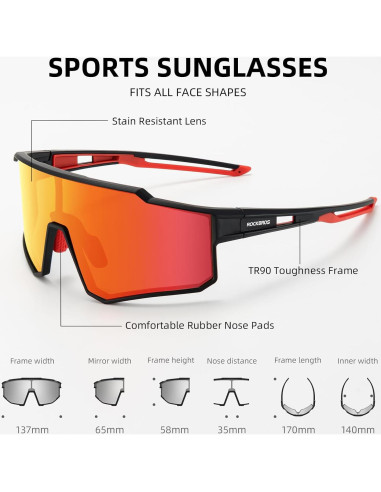 Gafas de Ciclismo ROCKBROS UV400 Polarizadas Negras