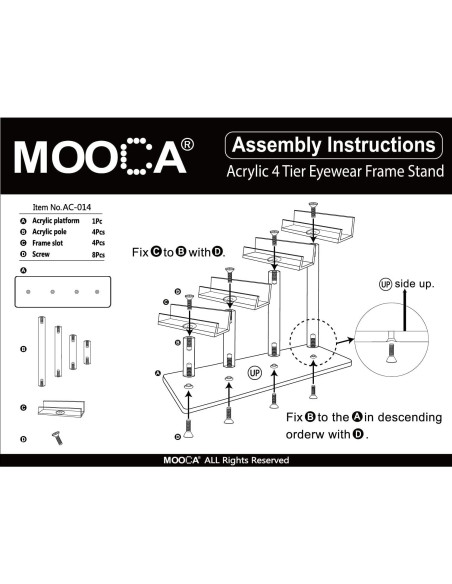 Soporte Acrílico para Gafas MOOCA 4 Niveles 2 Piezas Soporte Acrílico para Gafas MOOCA 4 Niveles 2 Piezas