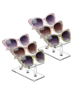 MOOCA Soporte de Gafas Acrílico 3 Niveles Organizador 2 Pzs