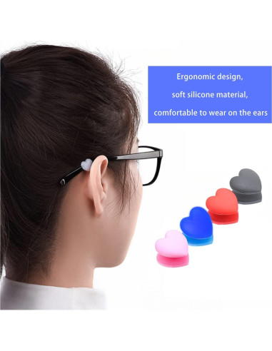 Sujetadores de Silicona KECHIO para Gafas - Corazón Rosa