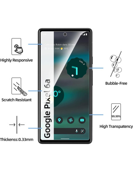 Protector de Pantalla Vidrio Templado NEW'C para Google Pixel 6a Protector de Pantalla Vidrio Templado NEW'C para Google Pixel 6a