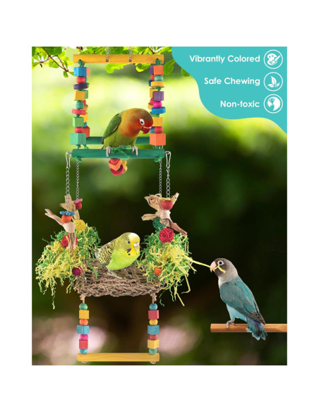 Juguete de hamaca para aves DBNESS 3 en 1, 85.6 cm Juguete de hamaca para aves DBNESS 3 en 1, 85.6 cm