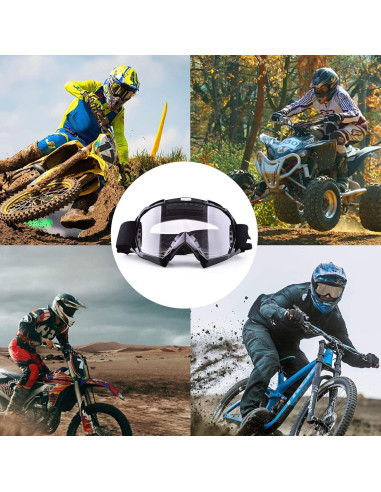 Gafas de Motocicleta Offroad UV Protección - Negro Lente Clara