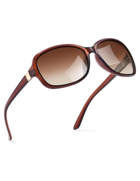 Gafas de sol polarizadas SIPHEW para mujeres UV400 marrones Gafas de sol polarizadas SIPHEW para mujeres UV400 marrones