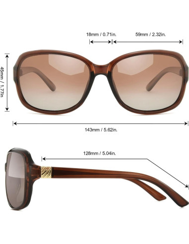 Gafas de sol polarizadas SIPHEW para mujeres UV400 marrones