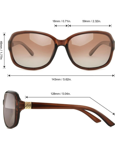 Gafas de sol polarizadas SIPHEW para mujeres UV400 marrones Gafas de sol polarizadas SIPHEW para mujeres UV400 marrones