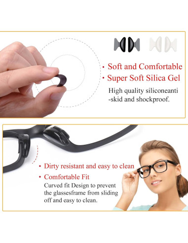 Almohadillas Adhesivas para Gafas SooGree 8 Pares Silicona