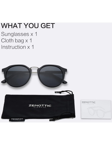 Gafas de sol polarizadas ZENOTTIC UV400 retro redondas unisex Gafas de sol polarizadas ZENOTTIC UV400 retro redondas unisex