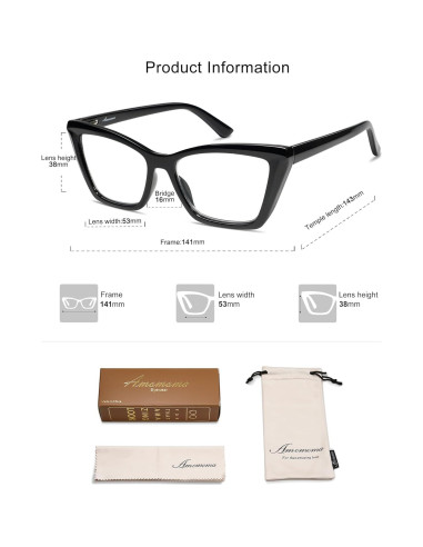 Gafas de Lectura AMOMOMA Cateye con Filtro Luz Azul 1.5x