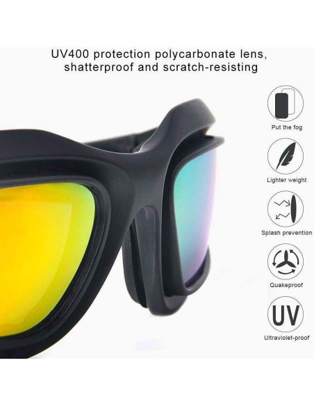 Gafas de Montar KEMIMOTO con 4 Lentes UV400 para Motocicleta Gafas de Montar KEMIMOTO con 4 Lentes UV400 para Motocicleta