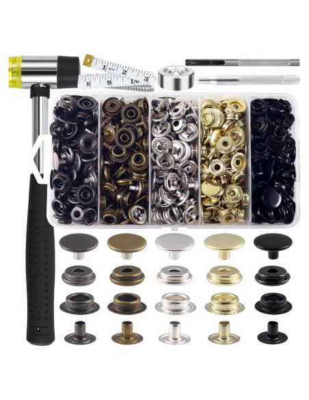 Kit de Broches a Presión XRIHSNAVI 506 Pcs 15mm Acero Inoxidable Kit de Broches a Presión XRIHSNAVI 506 Pcs 15mm Acero Inoxidable