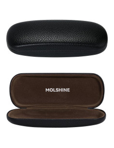 Funda Dura de Cuero PU Molshine para Gafas - Negro