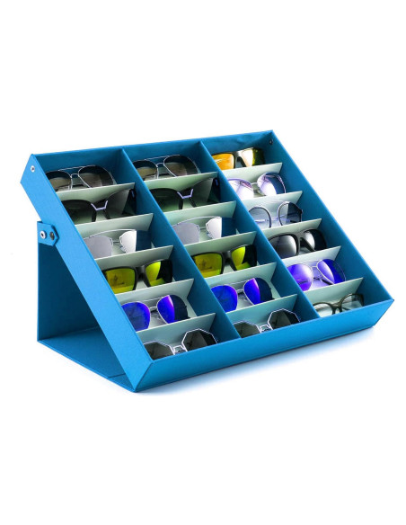 Caja organizadora para gafas Jiffordwind 18 ranuras azul Caja organizadora para gafas Jiffordwind 18 ranuras azul