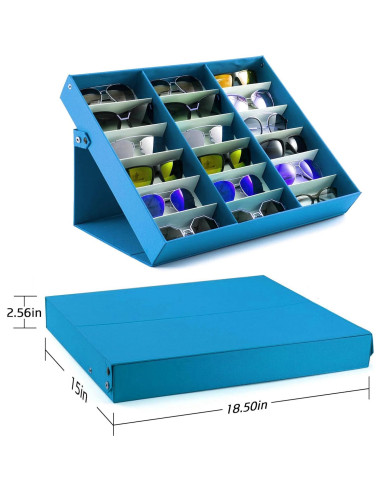 Caja organizadora para gafas Jiffordwind 18 ranuras azul