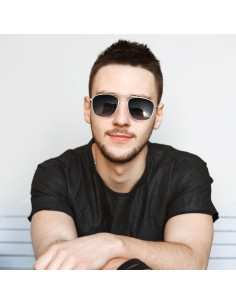 Gafas de sol aviador TR90 polarizadas UV400 marco metal gris 2