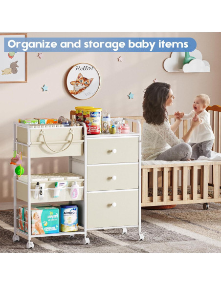 Carrito Organizador de Pañales Cidaziya 3 Niveles Blanco Carrito Organizador de Pañales Cidaziya 3 Niveles Blanco