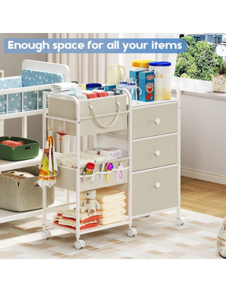 Carrito Organizador de Pañales Cidaziya 3 Niveles Blanco Carrito Organizador de Pañales Cidaziya 3 Niveles Blanco