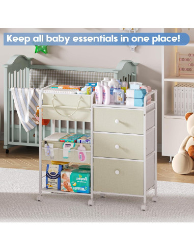 Carrito Organizador de Pañales Cidaziya 3 Niveles Blanco