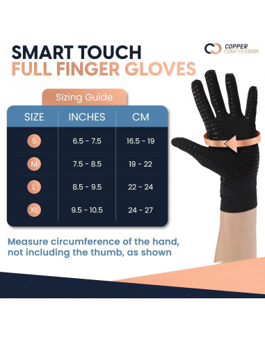 Guantes de Compresión Copper Compression para Artritis - L