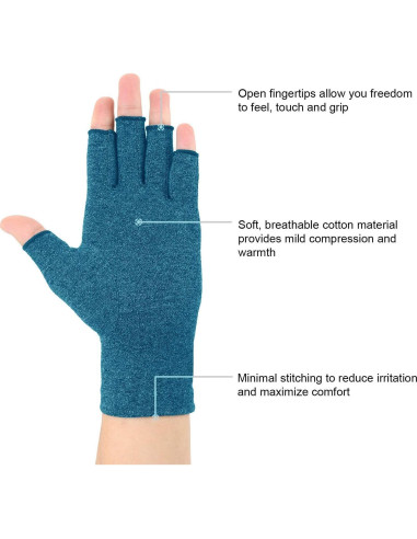 Guantes de Artritis Brace Master 2 Pares Compresión Azul/Rojo