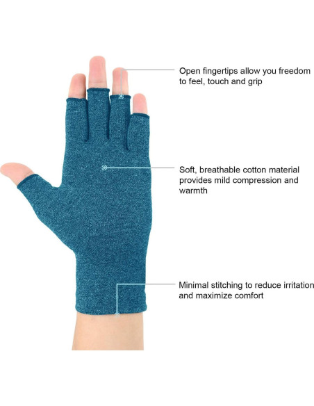 Guantes de Artritis Brace Master 2 Pares Compresión Azul/Rojo Guantes de Artritis Brace Master 2 Pares Compresión Azul/Rojo
