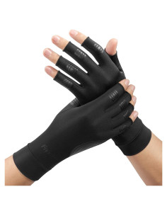 Guantes de Cobre FREETOO para Artritis Medianos Negros