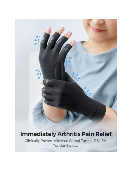 Guantes de Cobre FREETOO para Artritis Medianos Negros Guantes de Cobre FREETOO para Artritis Medianos Negros
