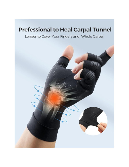Guantes de Cobre FREETOO para Artritis Medianos Negros Guantes de Cobre FREETOO para Artritis Medianos Negros