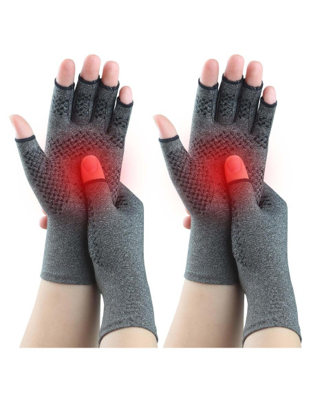 Guantes de Compresión Kecartu para Artritis - 2 Pares Gris Guantes de Compresión Kecartu para Artritis - 2 Pares Gris