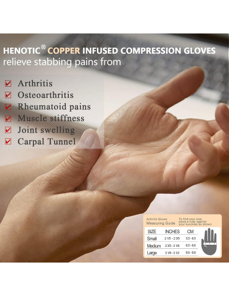 Guantes de Artritis HENOTIC Compresión Cobre Transpirables Guantes de Artritis HENOTIC Compresión Cobre Transpirables