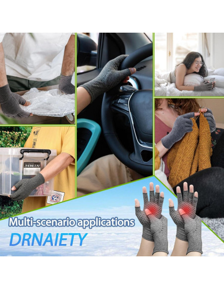 Guantes de Compresión DRNAIETY para Artritis Sin Dedos M Gris Guantes de Compresión DRNAIETY para Artritis Sin Dedos M Gris