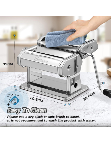 Máquina de Hacer Pasta Manual Sailnovo, 9 Grosor Ajustable, Plata Máquina de Hacer Pasta Manual Sailnovo, 9 Grosor Ajustable, Plata