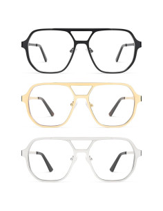 Gafas de Lectura AMOMOMA Retro Aviador Anti-Luz Azul 0.0x