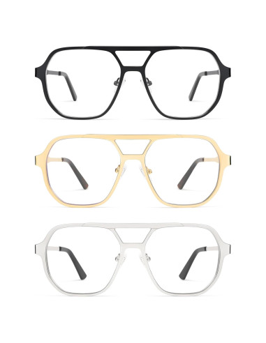 Gafas de Lectura AMOMOMA Retro Aviador Anti-Luz Azul 0.0x