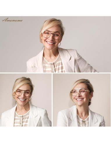 Gafas de Lectura AMOMOMA Retro Aviador Anti-Luz Azul 0.0x