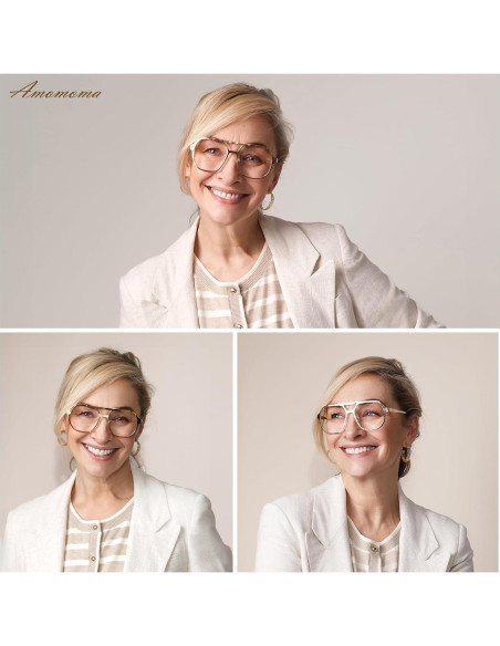 Gafas de Lectura AMOMOMA Retro Aviador Anti-Luz Azul 0.0x Gafas de Lectura AMOMOMA Retro Aviador Anti-Luz Azul 0.0x