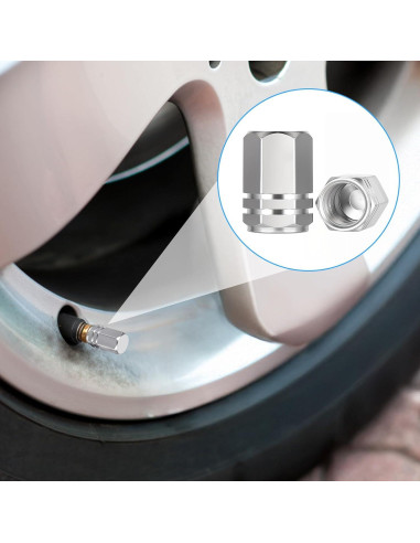 50 Tapones de Válvula de Neumático Sorcristy Plata Hexagonal
