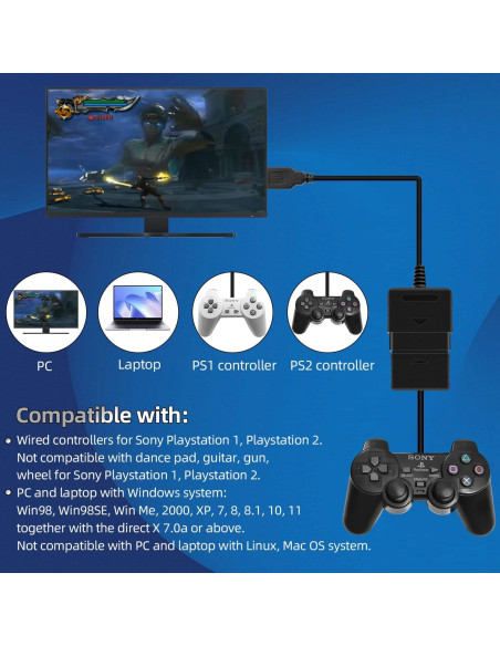 Adaptador USB OSTENT para Controlador PS1/PS2 a PC Adaptador USB OSTENT para Controlador PS1/PS2 a PC