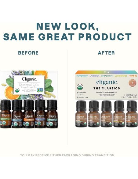 Set de Aceites Esenciales Orgánicos Cliganic - 5 Piezas 100% Puro Set de Aceites Esenciales Orgánicos Cliganic - 5 Piezas 100% Puro